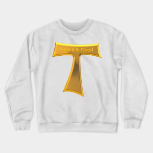 Franciscan Tau Cross Peace And Good Gold on Gold Metallic Crewneck Sweatshirt